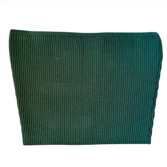 Babaton Dresses & Skirts - Aritzia Babaton- Sculpt Knit Dark Green Ribbed Cropped Tube Top Tank Top